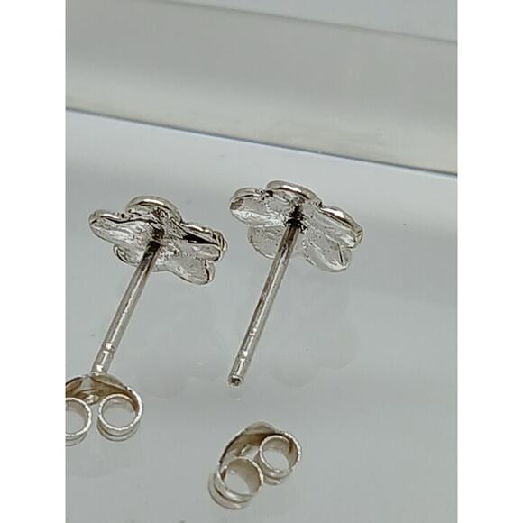 Vintage Estate Jewelry NOS .925 Sterling Silver Pink Crystal Flower Earrings - Picture 6 of 8